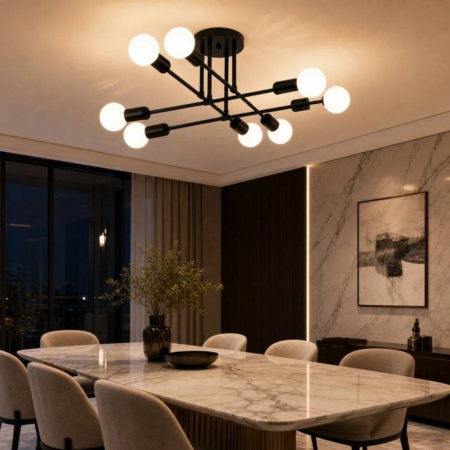 Lampadario Octa classico modernista, 8x E27, nero, design moderno, metallo, senza paralume - 05_LC360-8BK.png