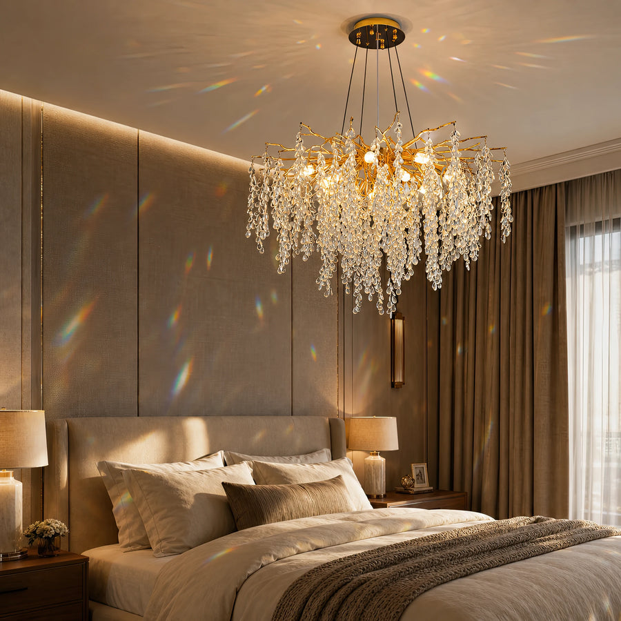 Lampadario in cristallo a cascata WALTZ, 9x G9, oro, 80 cm, altezza regolabile - 09_CC331-80.png