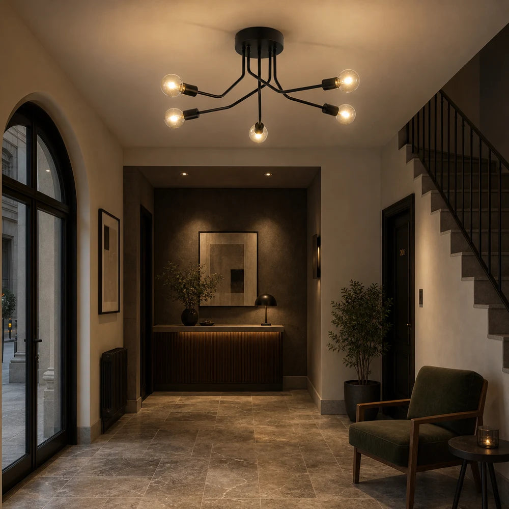 Lampadario MODERNIST Hexa 6, 6x E27, Nero, Design moderno - 09_LC360-6BK.png