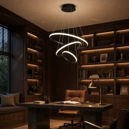 Lampadario a sospensione a LED RICCI 81W, 3 Cerchi, Luce Fredda/Calda/Neutra, Nero, Altezza regolabile - 09_LL104-3BK.png