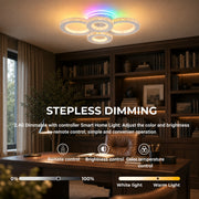 Lampadario LED con telecomando e cristallo NOVA ROTONDA RGB 82W, 4 Cerchi, Luce Fredda/Calda/Neutra, Dimmerabile, Bianco - 09_LT073-4WH.png