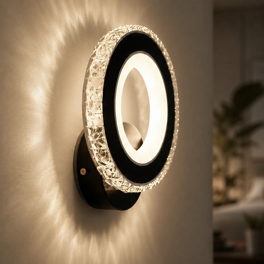 Lampada da parete a LED NOVA Rotonda, 16W, Nero e acciaio inossidabile, Luce calda/fredda/neutra - 10_AL073-1BK.png