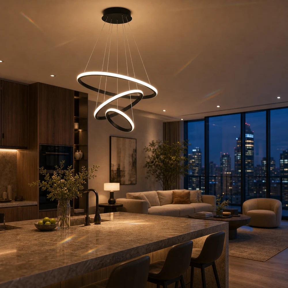Lampadario a sospensione a LED RICCI 81W, 3 Cerchi, Luce Fredda/Calda/Neutra, Nero, Altezza regolabile - 10_LL104-3BK.png