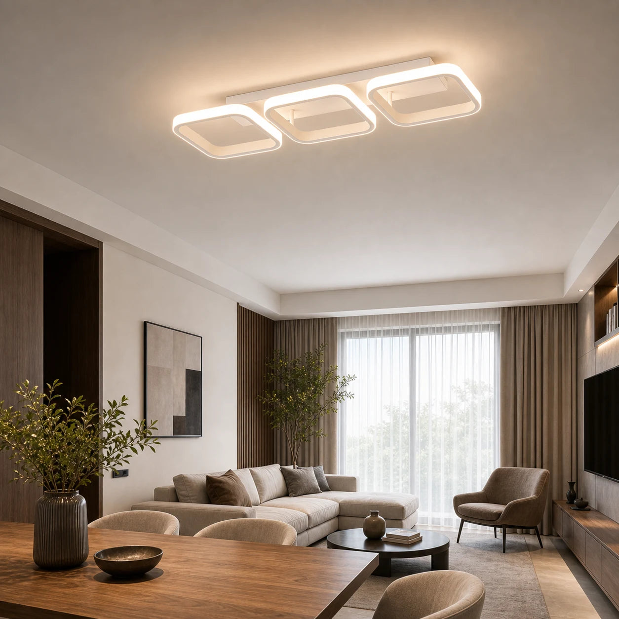 Lampadario LED VERTEX 34W, 3 Quadrati, Lineare, Luce Fredda/Calda/Neutra, Bianco - 10_LL770-3WH.png