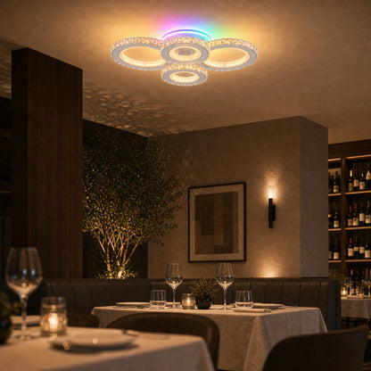 Lampadario LED con telecomando e cristallo NOVA ROTONDA RGB 82W, 4 Cerchi, Luce Fredda/Calda/Neutra, Dimmerabile, Bianco - 10_LT073-4WH.png