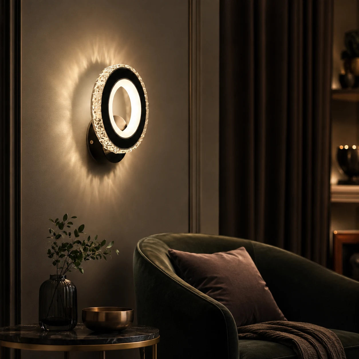 Lampada da parete a LED NOVA Rotonda, 16W, Nero e acciaio inossidabile, Luce calda/fredda/neutra - 11_AL073-1BK.png