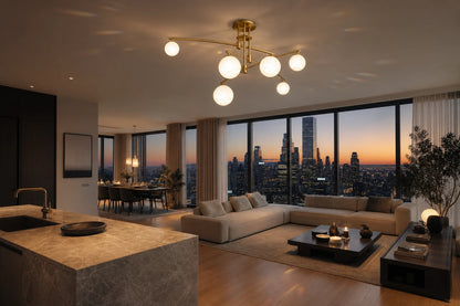 Lampadario con paralume rotondo, cupola PENTHOUSE, 6x G9, oro, metallo - 11_LC825GD.png