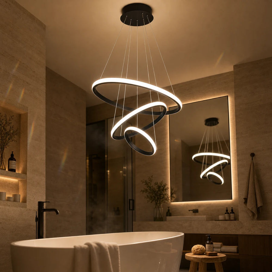 Lampadario a sospensione a LED RICCI 81W, 3 Cerchi, Luce Fredda/Calda/Neutra, Nero, Altezza regolabile - 11_LL104-3BK.png