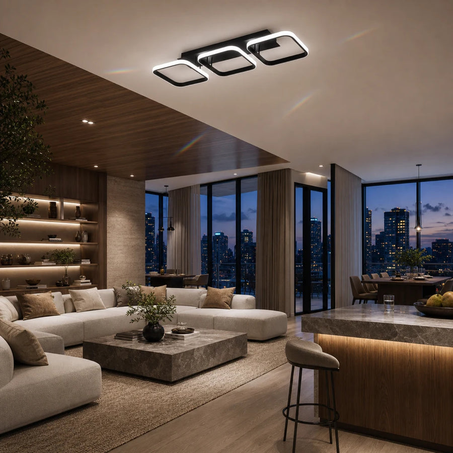 Lampadario LED VERTEX 34W, 3 quadrati, Lineare, Luce Fredda/Calda/Neutra, Nero - 11_LL770-3BK.png