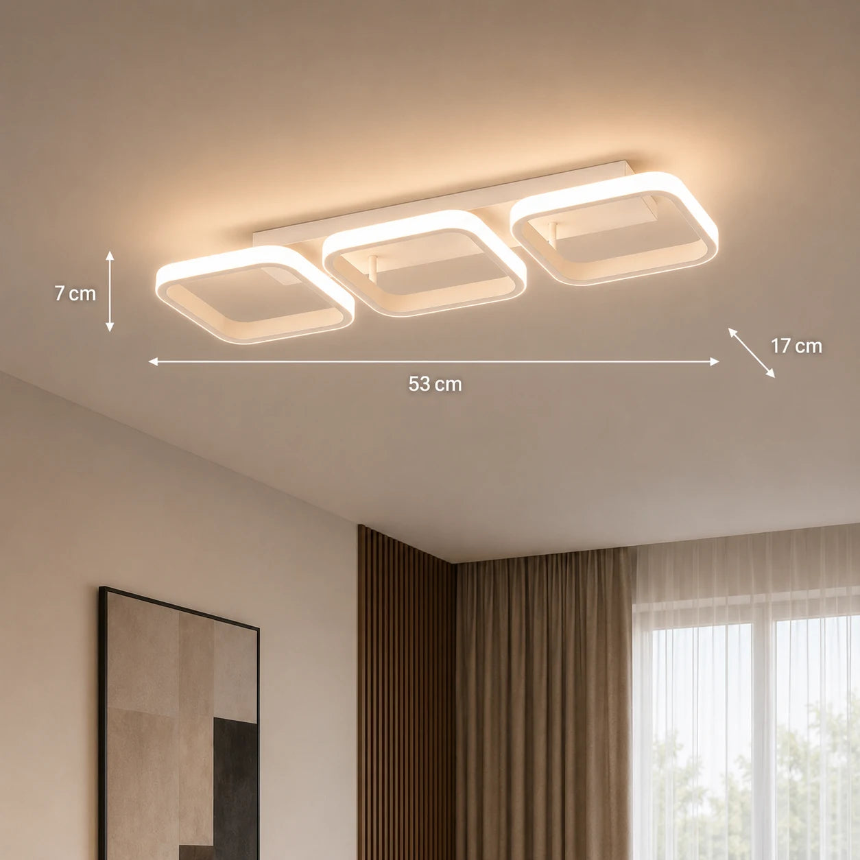 Lampadario LED VERTEX 34W, 3 Quadrati, Lineare, Luce Fredda/Calda/Neutra, Bianco - 11_LL770-3WH.png