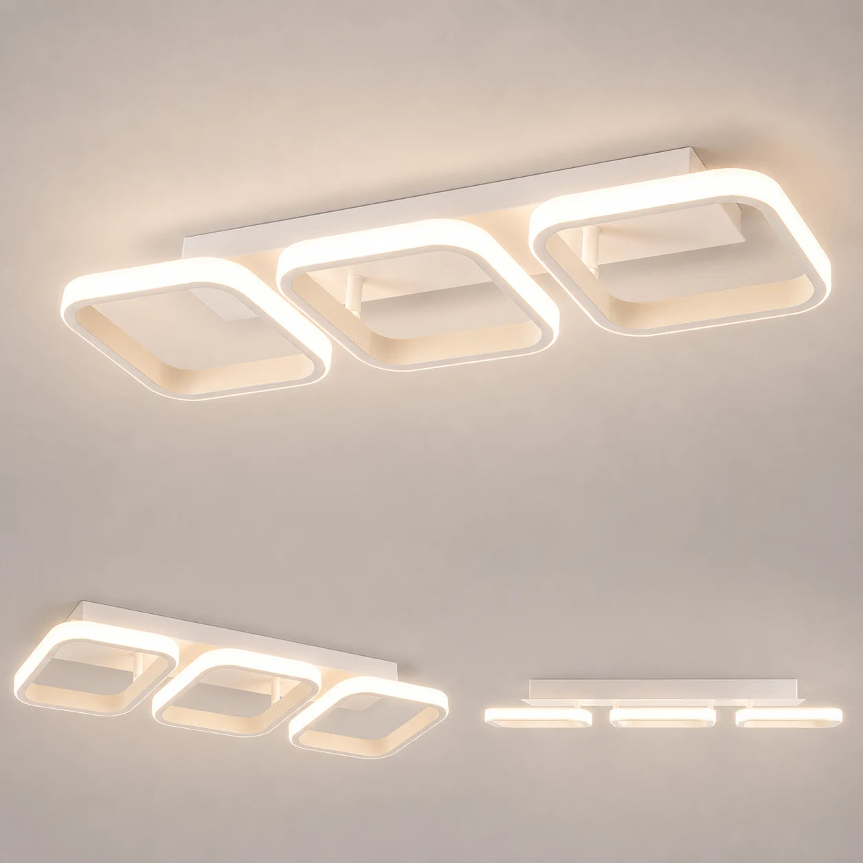 Lampadario LED VERTEX 34W, 3 Quadrati, Lineare, Luce Fredda/Calda/Neutra, Bianco - 13_LL770-3WH.png