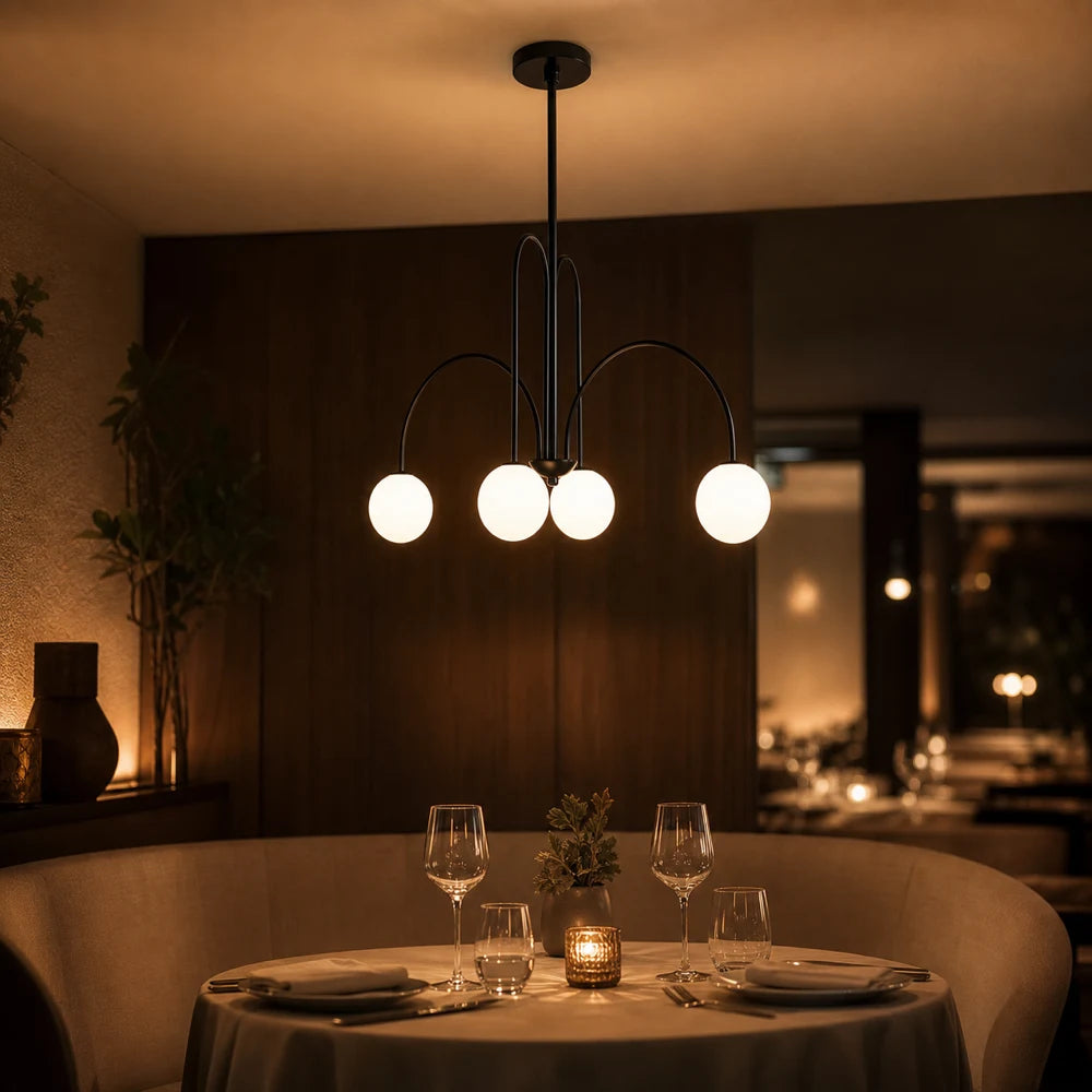 Lampadario con Paralume, Torino, 4xE27, Nero, Metallo - 14_LC850-4BK.png