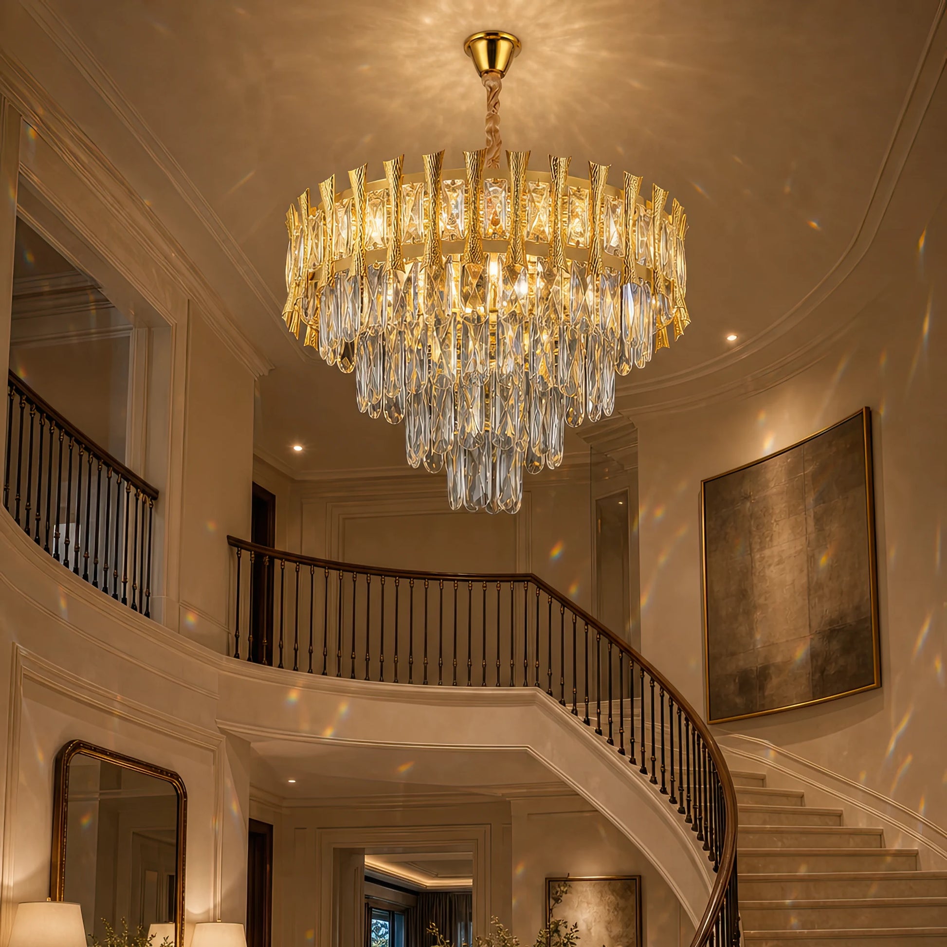 Lampadario di cristallo HAMPTON Eleganza 8x E14, diametro 49 cm, oro lucido, altezza regolabile - 17_CC8926-500GDT.png