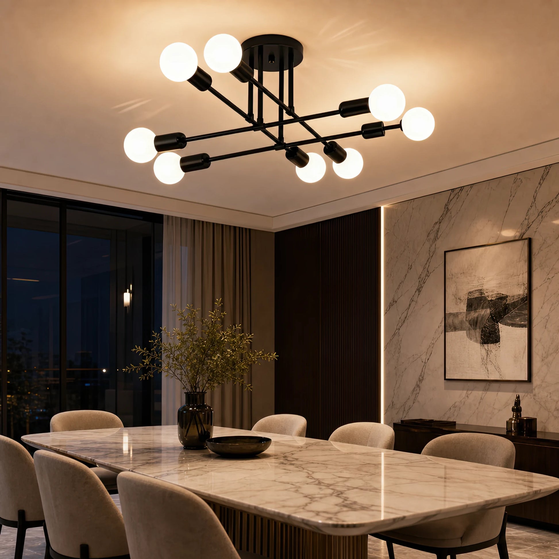 Lampadario Octa classico modernista, 8x E27, nero, design moderno, metallo, senza paralume - 15_LC360-8BK.png