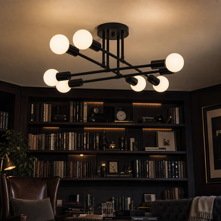 Lampadario Octa classico modernista, 8x E27, nero, design moderno, metallo, senza paralume - 19_LC360-8BK.png