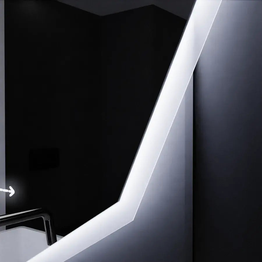 Specchio LED 60cm, POLIGON Sensor MotionGlow Marcello, Sistema antiappannamento, Orologio e Termometro, Specchi Dimabila Marcello Titolo predefinito Alessandro Design