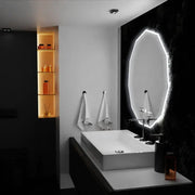 Specchio LED 60cm, POLIGON Sensor MotionGlow Marcello, Sistema antiappannamento, Orologio e Termometro, Specchi Dimabila Marcello Titolo predefinito Alessandro Design