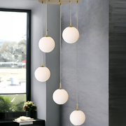 Lampadario a Sospensione, 5 Globi XE27, Oro, Altezza Regolabile Lampadari Moderni Titolo predefinito Alessandro Design