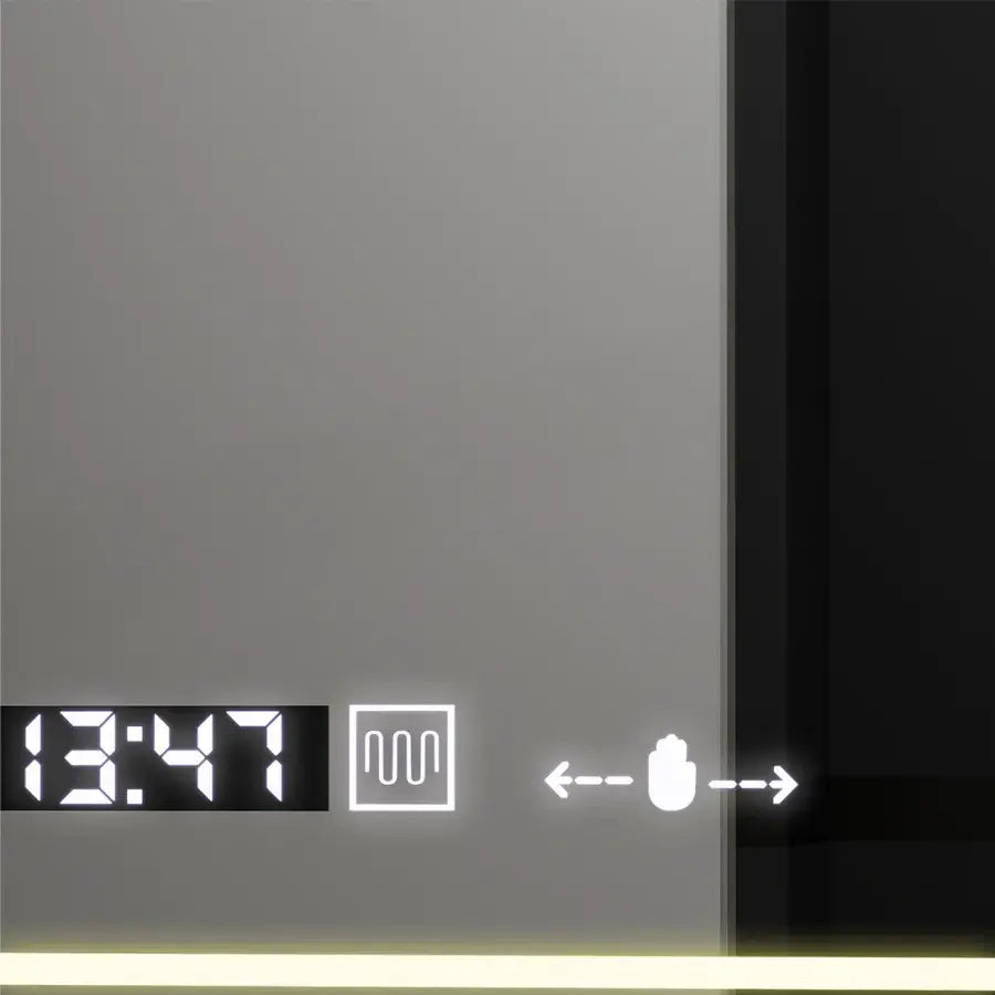 Specchio LED rettangolare, 120x80cm, sensore Venezia Marcello MotionGlow, sistema antiappannamento, orologio e termometro, specchi Dimabila Marcello Titolo predefinito Alessandro Design
