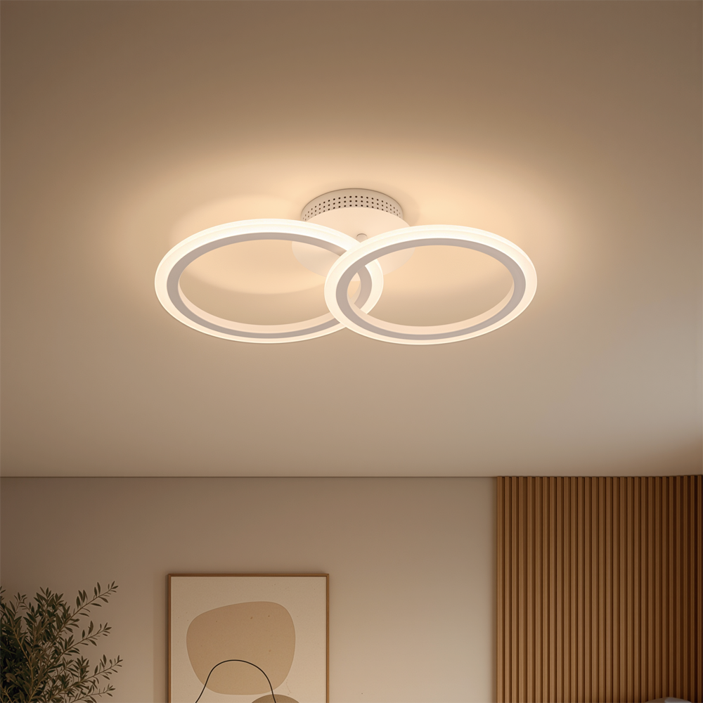 Lampadario a LED con telecomando BETTY 27W, 2 Cerchi, Luce Fredda/Calda/Neutra, Dimmerabile, Lampadario a LED Bianco con telecomando Titolo predefinito Alessandro Design