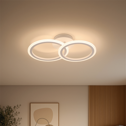 Lampadario a LED con telecomando BETTY 27W, 2 Cerchi, Luce Fredda/Calda/Neutra, Dimmerabile, Lampadario a LED Bianco con telecomando Titolo predefinito Alessandro Design