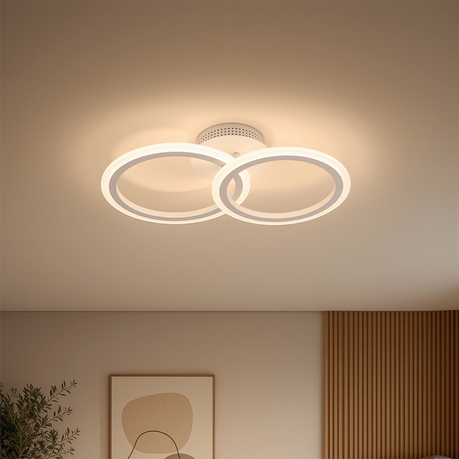 Lampadario a LED con telecomando BETTY 27W, 2 Cerchi, Luce Fredda/Calda/Neutra, Dimmerabile, Lampadario a LED Bianco con telecomando Titolo predefinito Alessandro Design