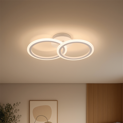 Lampadario LED con telecomando BETTY 27W, 2 Cerchi, Luce Fredda/Calda/Neutra, Dimmerabile, Bianco