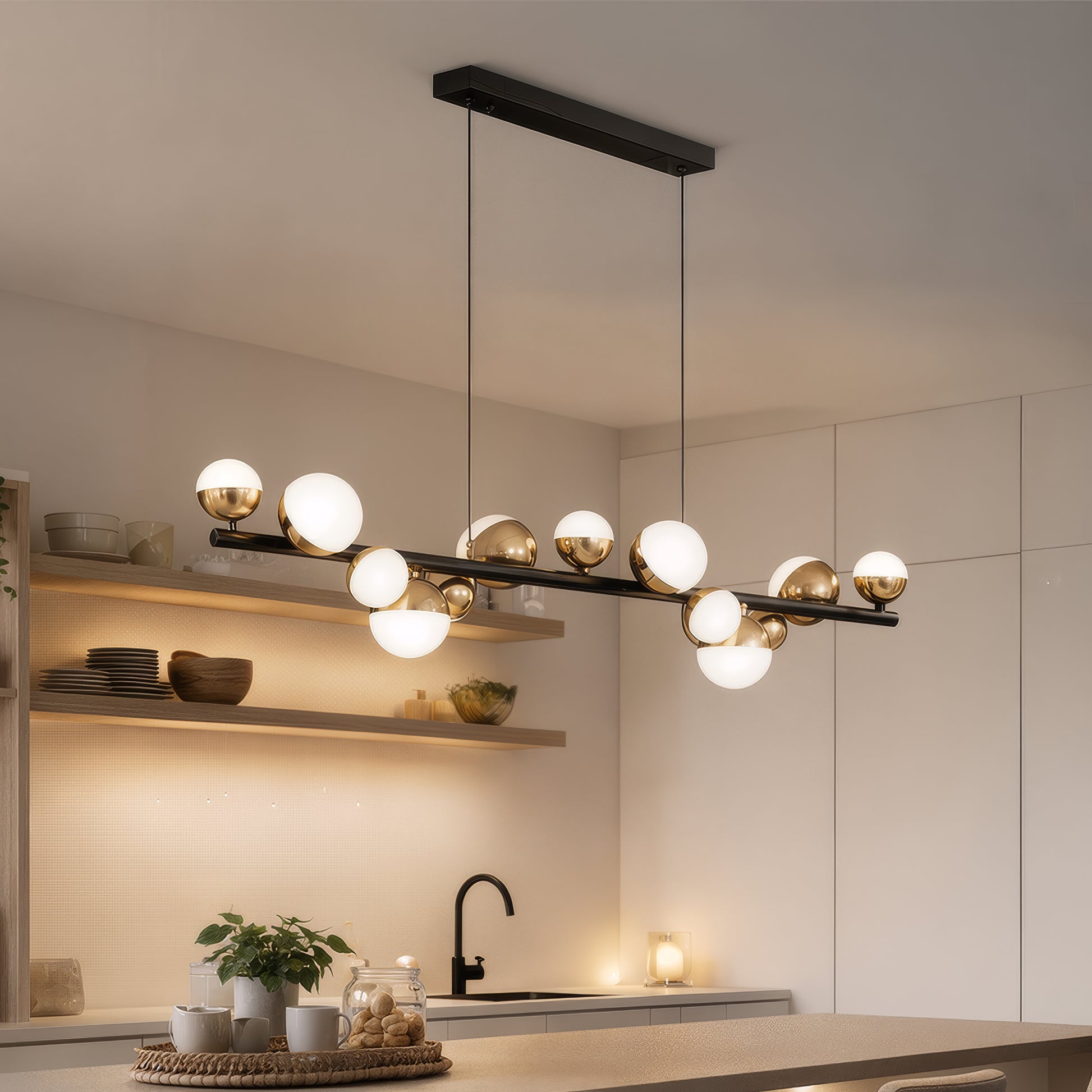 Lustră Suspendată LED Acril Aurion 29W cu Telecomandă, Dimabilă, Negru Auriu, Metal și Acril Lustre LED cu Telecomanda Default Title Alessandro Design