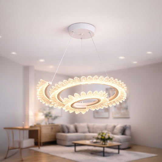Lampadario LED con telecomando LT188WH, Cristallo e metallo, 40W, Dimmerabile, Altezza regolabile, Luce fredda/calda/neutra, Illuminazione di lusso Lampadari LED con telecomando Titolo predefinito Alessandro Design
