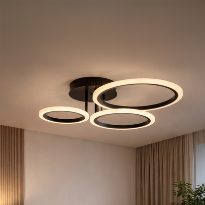 Lampadario LED con telecomando BETTY 40W, 3 Cerchi, Luce Fredda/Calda/Neutra, Dimmerabile, Nero Lampadari LED con Telecomando Titolo predefinito Alessandro Design