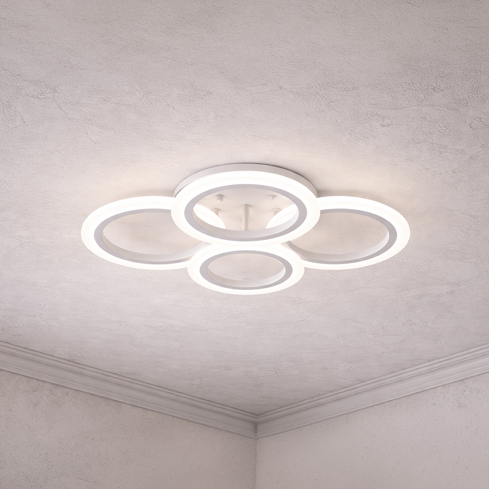 Lampadario a LED con telecomando BETTY 43W, 4 Cerchi, Luce Fredda/Calda/Neutra, Dimmerabile, Lampadario a LED Bianco con telecomando Titolo predefinito Alessandro Design