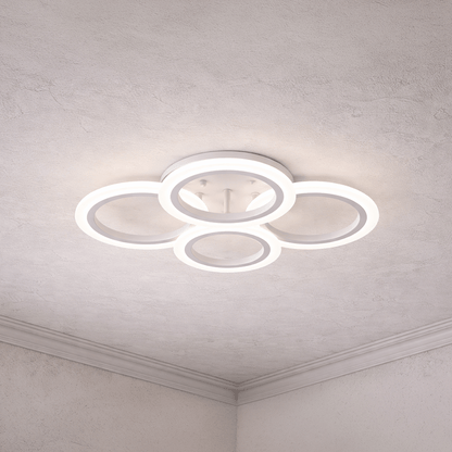 Lampadario a LED con telecomando BETTY 43W, 4 Cerchi, Luce Fredda/Calda/Neutra, Dimmerabile, Lampadario a LED Bianco con telecomando Titolo predefinito Alessandro Design