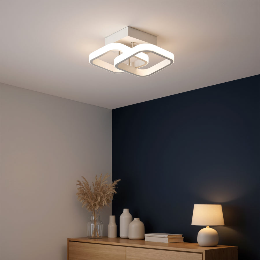 Lampadario LED VERTEX Matrix, Diamanti sovrapposti, Strutture in metallo, 24W, 2 Diamanti, Luce Fredda/Calda/Neutra 3000K/4000K/6000K, Lampadari LED Bianchi Titolo predefinito Alessandro Design