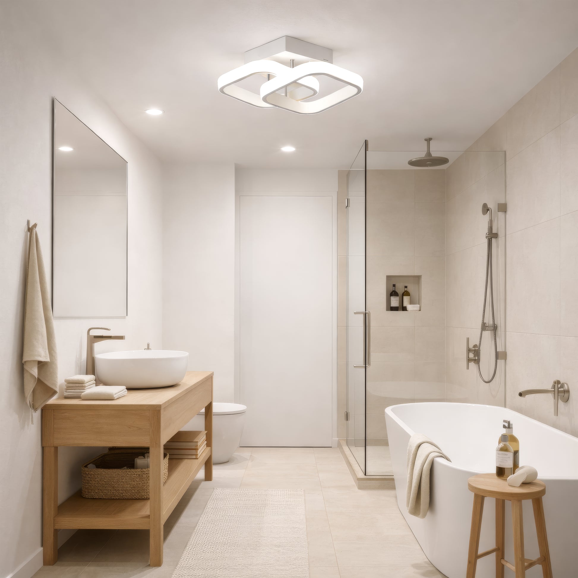 Lampadario LED VERTEX Matrix, Diamanti sovrapposti, Strutture in metallo, 24W, 2 Diamanti, Luce Fredda/Calda/Neutra 3000K/4000K/6000K, Lampadari LED Bianchi Titolo predefinito Alessandro Design