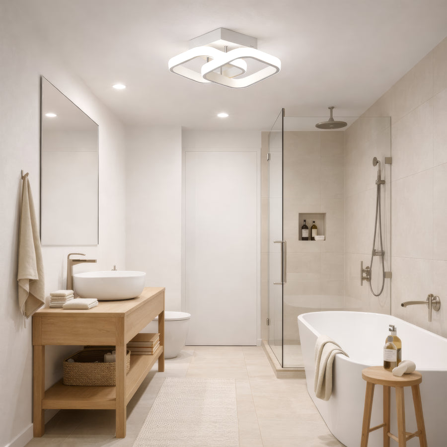 Lampadario LED VERTEX Matrix, Diamanti sovrapposti, Strutture in metallo, 24W, 2 Diamanti, Luce Fredda/Calda/Neutra 3000K/4000K/6000K, Lampadari LED Bianchi Titolo predefinito Alessandro Design