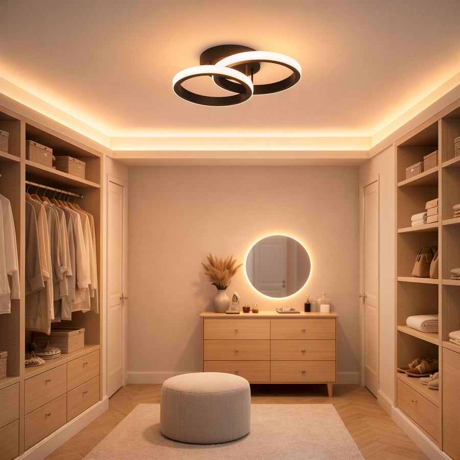 Lampadario LED VERTEX CIRCULA 21W, 2 Cerchi, Strutture in Metallo, Luce Fredda/Calda/Neutra 3000K/4000K/6000K, Nero, Lampadari LED in metallo Titolo predefinito Alessandro Design