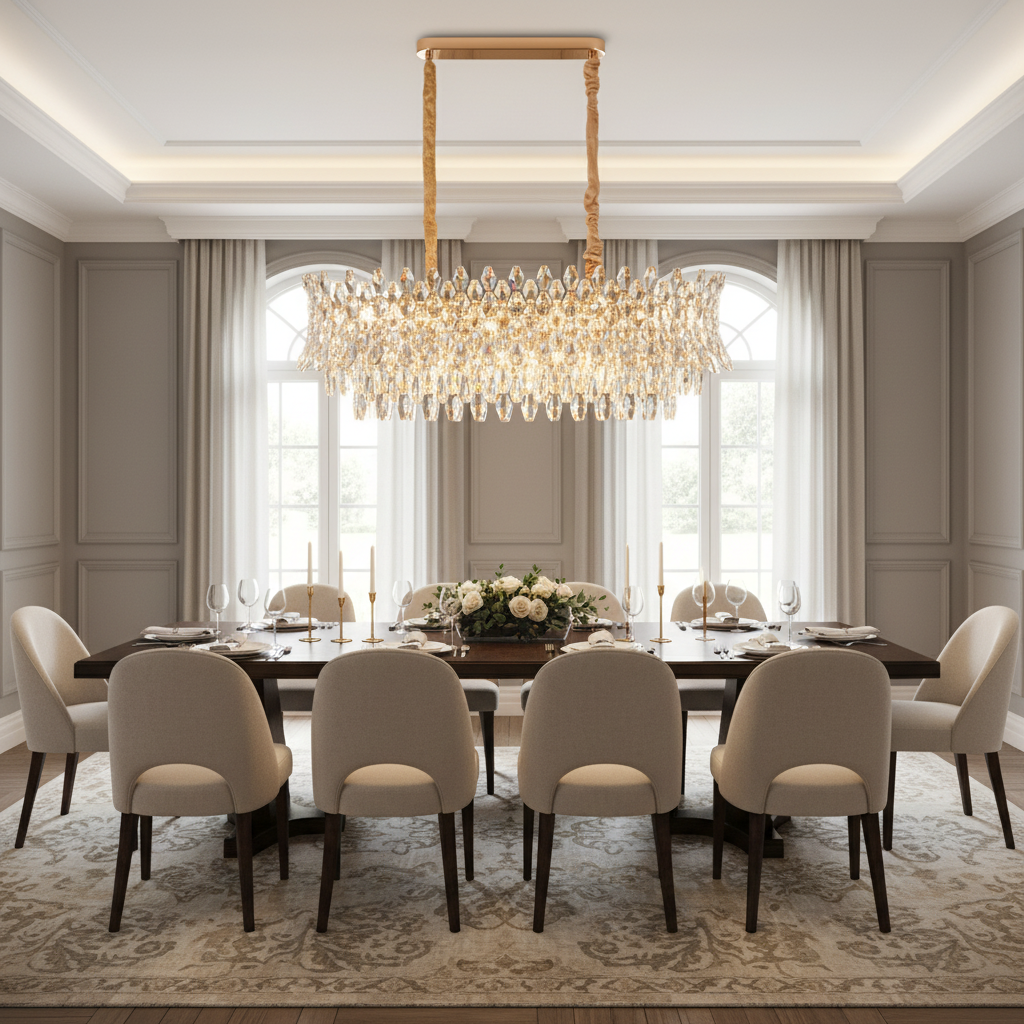 Lampadario in Cristallo MONARCH Supremo 14xE14, Dimensioni 100x35 cm, Altezza 38 cm, Oro Lucido, Altezza Regolabile, Design Elegante Lampadario in Cristallo Titolo predefinito Alessandro Design