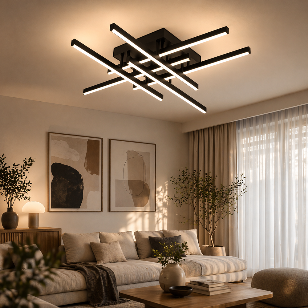 Lampadario LED con Telecomando LINEX, 81W, 6 Elementi, Lineare, Luce Fredda/Calda/Neutra, Dimmerabile, Nero Lampadari LED con Telecomando Titolo predefinito Alessandro Design