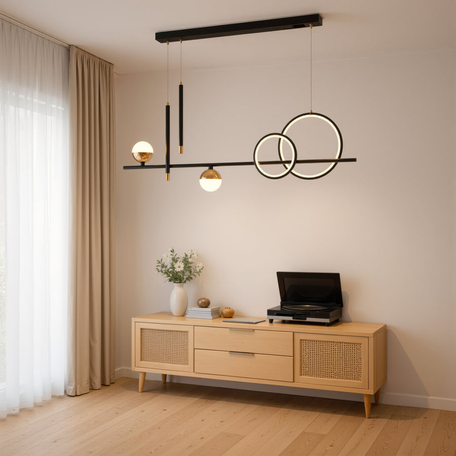 Lampadario LED a sospensione con telecomando DAMARA 44W, Luce Fredda/Calda/Neutra, Dimmerabile, Nero, Altezza Regolabile Lampadari LED con Telecomando Titolo predefinito Alessandro Design