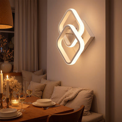 Lampadario LED VERTEX Matrix, Diamanti sovrapposti, Strutture in metallo, 24W, 2 Diamanti, Luce Fredda/Calda/Neutra 3000K/4000K/6000K, Lampadari LED Bianchi Titolo predefinito Alessandro Design