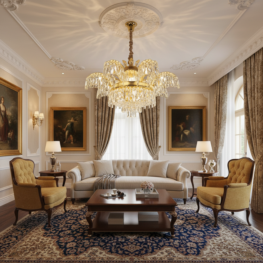 Lampadario in cristallo PALACE, 8 bracci, D80 cm, Oro lucido, Altezza regolabile, Metallo e cristallo Lampadari in cristallo Titolo predefinito Alessandro Design
