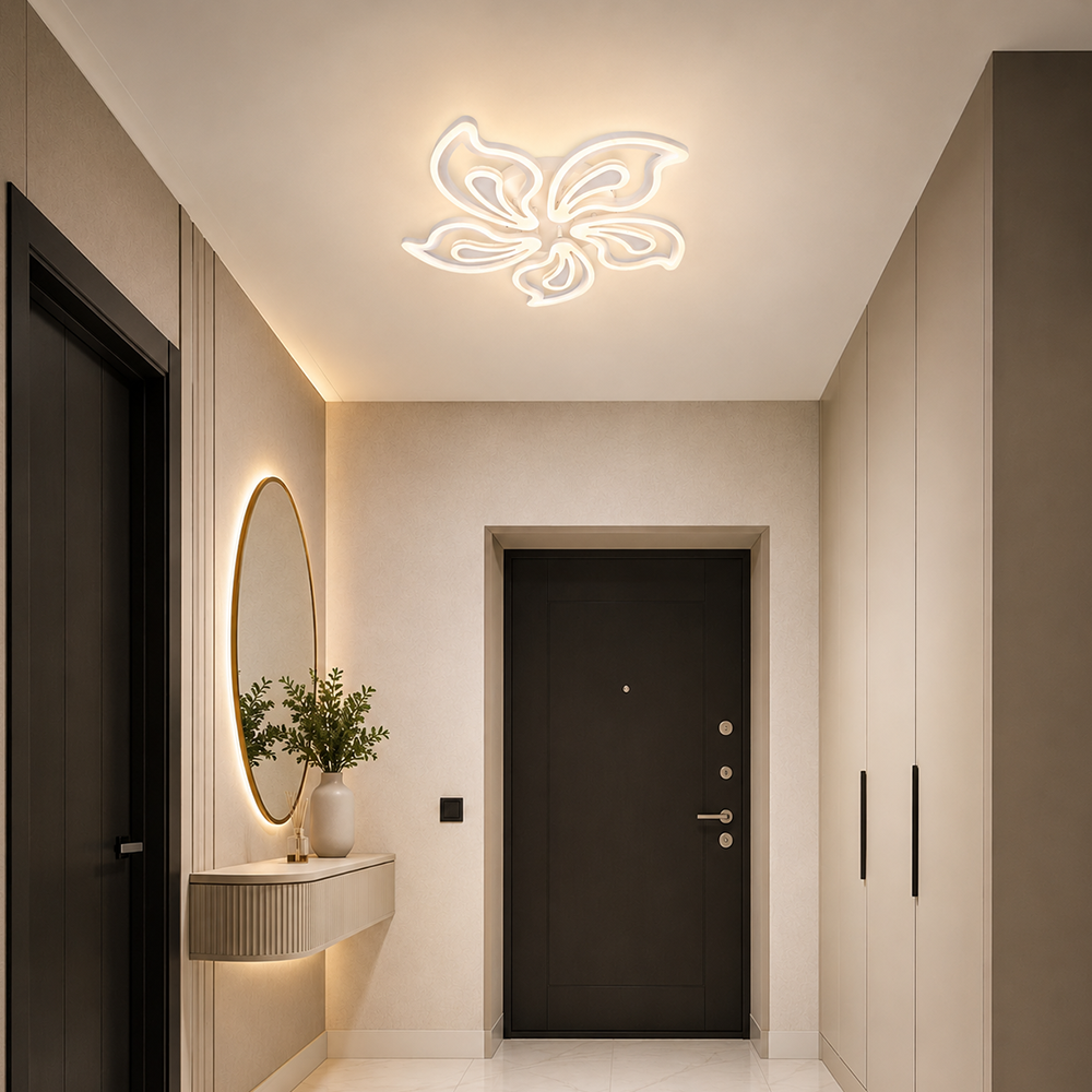 Lampadario a LED con telecomando GLORIOSA 95W, 5 Petali, Luce Fredda/Calda/Neutra, Dimmerabile, Lampadario a LED Bianco con telecomando Titolo predefinito Alessandro Design