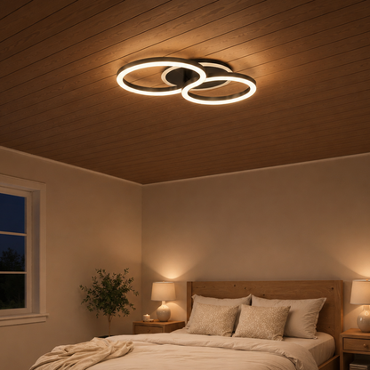 Lampadario LED con telecomando RINOVA 66W, 2 Cerchi, Luce Fredda/Calda/Neutra, Dimmerabile, Nero Lampadari LED con Telecomando Titolo predefinito Alessandro Design