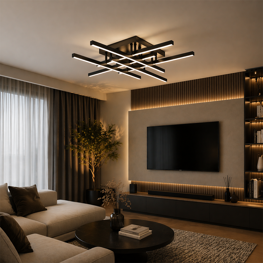 Lampadario LED con Telecomando LINEX, 81W, 6 Elementi, Lineare, Luce Fredda/Calda/Neutra, Dimmerabile, Nero Lampadari LED con Telecomando Titolo predefinito Alessandro Design