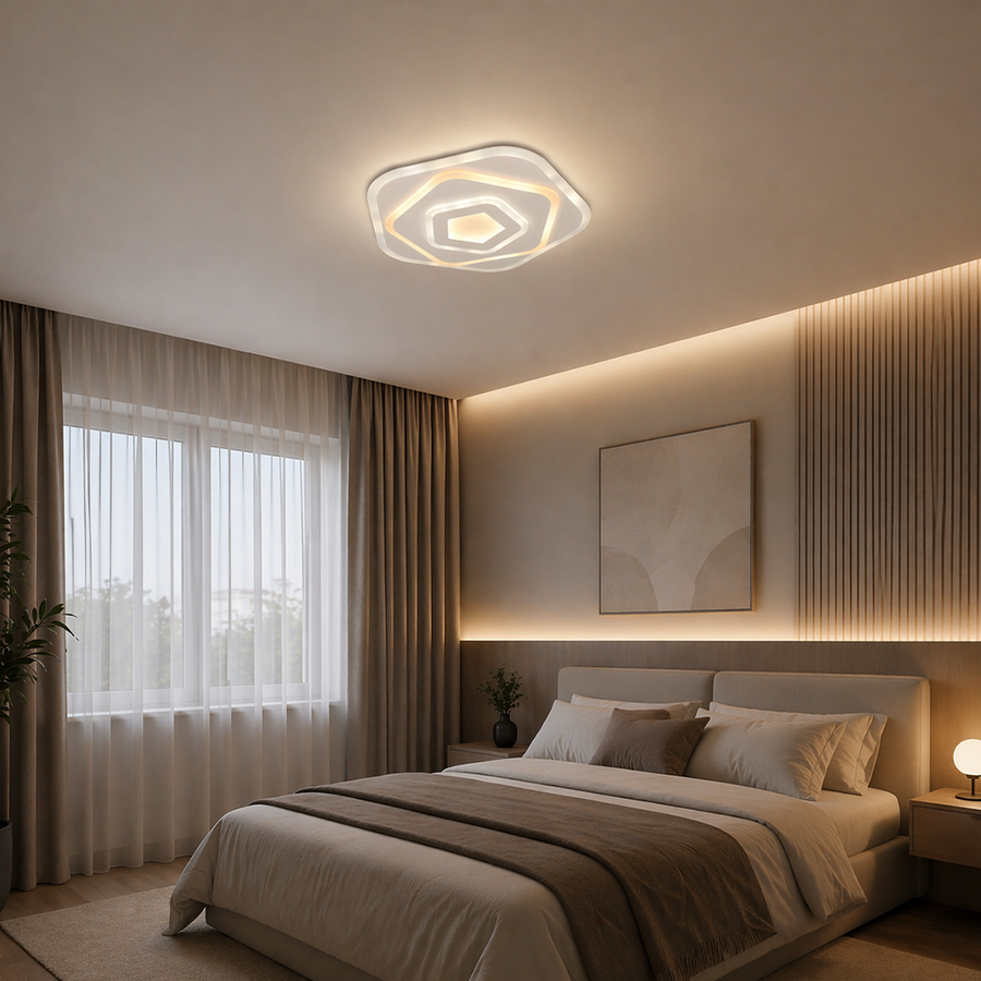 Lampadario LED con Telecomando PENTAGON 59W, 40cm, Luce Fredda/Calda/Neutra 3000K/4000K/6000K, Bianco, Metallo e Acrilico Lampadari LED con Telecomando Titolo predefinito Alessandro Design