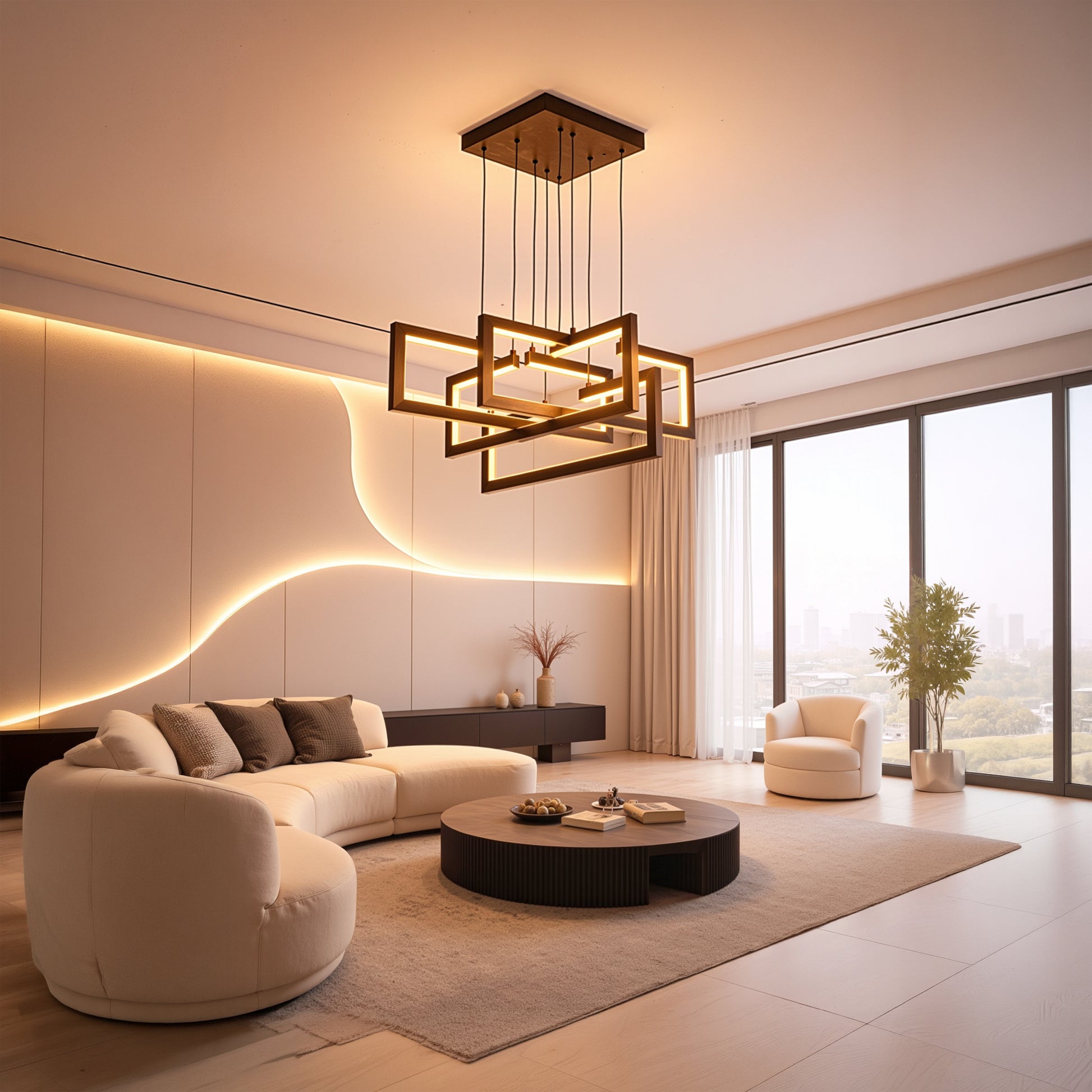 Lampadario LED con Telecomando, Sospensione 96W, 4 Elementi, Luce Fredda/Calda/Neutra, Dimmerabile, Altezza Regolabile, Nero Lampadari LED con Telecomando Titolo predefinito Alessandro Design