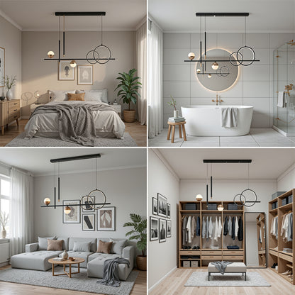 Lampadario LED a sospensione con telecomando DAMARA 44W, Luce Fredda/Calda/Neutra, Dimmerabile, Nero, Altezza Regolabile Lampadari LED con Telecomando Titolo predefinito Alessandro Design