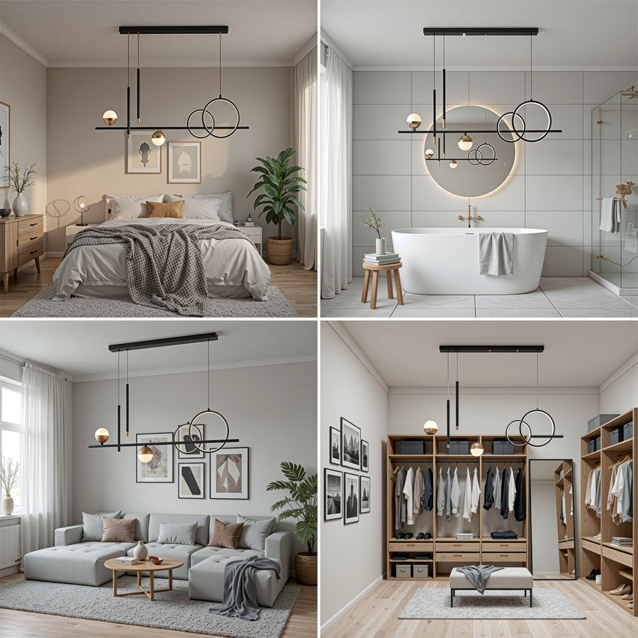 Lampadario LED a sospensione con telecomando DAMARA 44W, Luce Fredda/Calda/Neutra, Dimmerabile, Nero, Altezza Regolabile Lampadari LED con Telecomando Titolo predefinito Alessandro Design