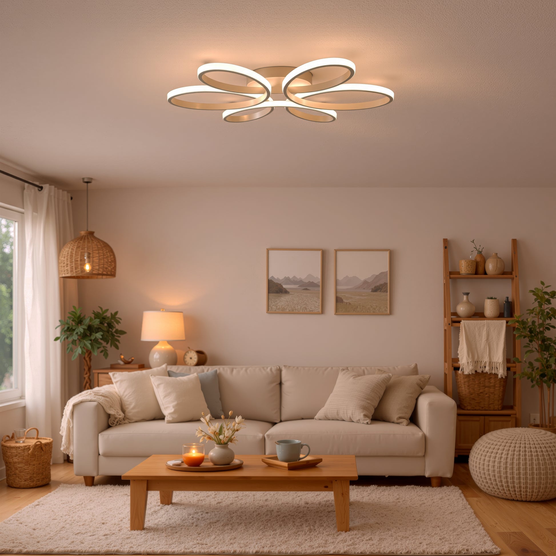 Lampadario a LED con telecomando ELIZA, 63W, Luce Fredda/Calda/Neutra, Dimmerabile, Lampadario a LED Bianco con telecomando Titolo predefinito Alessandro Design