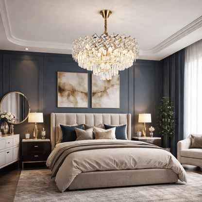 Lampadario in Cristallo WINDSOR Elegance 8x E14, Diametro 39cm, Oro Lucido, Altezza Regolabile, Metallo e Cristallo Lampadari in Cristallo Titolo predefinito Alessandro Design